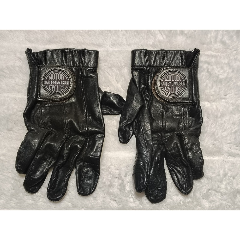 Harley-Davidson Black Leather Motorcycle Gloves with Emblem
